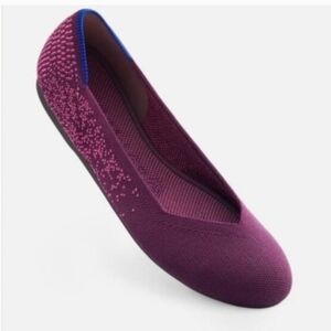ROTHY'S The Flat In Python Fig Burgundy Round Toe Slip In Ballet Shoes